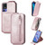 TCL 40 SE Zipper Wallet Vertical Flip Leather Phone Case - Rose Gold