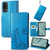 TCL 40 XE 5G Four-leaf Clasp Embossed Buckle Leather Phone Case - Blue