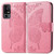 TCL 40 XE Butterfly Love Flower Embossed Leather Phone Case - Pink