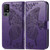 TCL 40 XL Butterfly Love Flower Embossed Leather Phone Case - Dark Purple