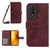 TCL 50 SE/40 NxtPaper 4G Skin Feel Sun Flower Embossed Flip Leather Phone Case with Lanyard - Wine Red