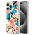 AMPD - TPU / Acrylic Hd Print Case for Apple iPhone 15 Pro Max - Floral Blue Pattern