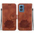 Motorola Moto G Play 2024 Lotus Embossed Leather Phone Case - Brown