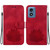 Motorola Moto G Play 2024 Lotus Embossed Leather Phone Case - Red