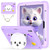 iPad Air 11 2024 Cat Holder Silicone Hybrid PC Tablet Case with Strap - Purple