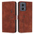 Motorola Edge 5G 2024 Skin Feel Heart Embossed Leather Phone Case with Long Lanyard - Brown