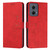 Motorola Edge 5G 2024 Skin Feel Heart Embossed Leather Phone Case with Long Lanyard - Red