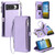 Google Pixel 9 Pro XL Leather Stitching Multi-card Slot Zipper Phone Case - Purple