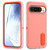 Google Pixel 9 Rugged PC + Silicone Phone Case with Holder - Transparent+Orange