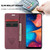 CaseMe-013 Multi-functional Retro Frosted Horizontal Flip Leather Case with Card Slot & Holder & Wallet Galaxy A20e - Wine Red