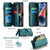 iPhone 14 Plus CaseMe C36 Card Slots Zipper Wallet RFID Anti-theft Leather Phone Case - Blue-green