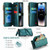 iPhone 14 Pro CaseMe C36 Card Slots Zipper Wallet RFID Anti-theft Leather Phone Case - Blue-green