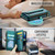 iPhone 14 Pro CaseMe C36 Card Slots Zipper Wallet RFID Anti-theft Leather Phone Case - Blue-green