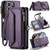 iPhone 14 Pro CaseMe C36 Card Slots Zipper Wallet RFID Anti-theft Leather Phone Case - Purple