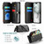 iPhone 15 CaseMe C36 Card Slots Zipper Wallet RFID Anti-theft Leather Phone Case - Black