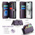iPhone 15 CaseMe C36 Card Slots Zipper Wallet RFID Anti-theft Leather Phone Case - Purple