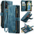 Samsung Galaxy A15 CaseMe C30 Card Slots Zipper Wallet Leather Phone Case - Blue