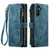Samsung Galaxy A15 CaseMe C30 Card Slots Zipper Wallet Leather Phone Case - Blue Samsung Galaxy A15 CaseMe C30 Card Slots Zipper Wallet Leather Phone Case - Blue