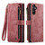 Samsung Galaxy A15 CaseMe C30 Card Slots Zipper Wallet Leather Phone Case - Red