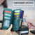 Samsung Galaxy A22 5G CaseMe C36 Card Slots Zipper Wallet RFID Anti-theft Leather Phone Case - Blue-green