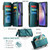 Samsung Galaxy A54 5G CaseMe C36 Card Slots Zipper Wallet RFID Anti-theft Leather Phone Case - Blue-green