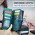Samsung Galaxy A54 5G CaseMe C36 Card Slots Zipper Wallet RFID Anti-theft Leather Phone Case - Blue-green