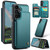 Samsung Galaxy A55 5G CaseMe C22 PC+TPU Business Style RFID Anti-theft Leather Phone Case - Blue Green