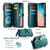 Samsung Galaxy S10+ CaseMe C36 Card Slots Zipper Wallet RFID Anti-theft Leather Phone Case - Blue-green