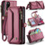Samsung Galaxy S20 CaseMe C36 Card Slots Zipper Wallet RFID Anti-theft Leather Phone Case - Wine Red