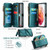 Samsung Galaxy S21 5G CaseMe C36 Card Slots Zipper Wallet RFID Anti-theft Leather Phone Case - Blue-green Samsung Galaxy S21 5G CaseMe C36 Card Slots Zipper Wallet RFID Anti-theft Leather Phone Case - Blue-green