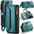 Samsung Galaxy S21 Ultra 5G CaseMe C36 Card Slots Zipper Wallet RFID Anti-theft Leather Phone Case - Blue-green