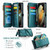 Samsung Galaxy S21 Ultra 5G CaseMe C36 Card Slots Zipper Wallet RFID Anti-theft Leather Phone Case - Blue-green