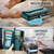 Samsung Galaxy S21 Ultra 5G CaseMe C36 Card Slots Zipper Wallet RFID Anti-theft Leather Phone Case - Blue-green