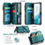 Samsung Galaxy S22 5G CaseMe C36 Card Slots Zipper Wallet RFID Anti-theft Leather Phone Case - Blue-green