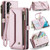 Samsung Galaxy S22 5G CaseMe C36 Card Slots Zipper Wallet RFID Anti-theft Leather Phone Case - Pink
