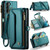 Samsung Galaxy S22+ 5G CaseMe C36 Card Slots Zipper Wallet RFID Anti-theft Leather Phone Case - Blue-green