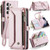 Samsung Galaxy S23 5G CaseMe C36 Card Slots Zipper Wallet RFID Anti-theft Leather Phone Case - Pink