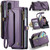 Samsung Galaxy Z Fold3 CaseMe C36 Card Slots Zipper Wallet RFID Anti-theft Leather Phone Case - Purple