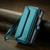 Samsung Galaxy Z Fold5 CaseMe C36 Card Slots Zipper Wallet RFID Anti-theft Leather Phone Case - Blue-green