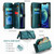iPhone 12 mini CaseMe C36 Card Slots Zipper Wallet RFID Anti-theft Leather Phone Case - Blue-green