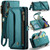 iPhone XS / X CaseMe C36 Card Slots Zipper Wallet RFID Anti-theft Leather Phone Case - Blue-green iPhone XS / X CaseMe C36 Card Slots Zipper Wallet RFID Anti-theft Leather Phone Case - Blue-green