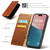 iPhone 16 Pro Fierre Shann PU Genuine Leather Texture Phone Case - Brown