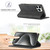 iPhone 16 Pro LC.IMEEKE Strong Magnetism Microfiber Leather Phone Case - Black