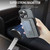 iPhone 16 Pro Fierre Shann Oil Wax Cow Leather Card Holder Back Phone Case - Grey