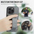 iPhone 16 Pro Fierre Shann Oil Wax Cow Leather Card Holder Back Phone Case - Grey