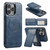 iPhone 16 Pro Fierre Shann Oil Wax Cow Leather Magnetic Card Holder Phone Case - Blue iPhone 16 Pro Fierre Shann Oil Wax Cow Leather Magnetic Card Holder Phone Case - Blue