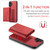 iPhone 16 DG.MING M1 Series 3-Fold Multi Card Wallet Leather Phone Case - Red