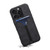 iPhone 16 Plus Denior D07 DV Elastic Card Slot PU Back Cover Phone Case - Black