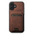 iPhone 16 Plus Suteni H02 Litchi Leather Card Wallet Stand Back Phone Case - Brown