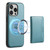 iPhone 16 Pro Denior Cowhide Texture Leather MagSafe Detachable Wallet Phone Case - Blue